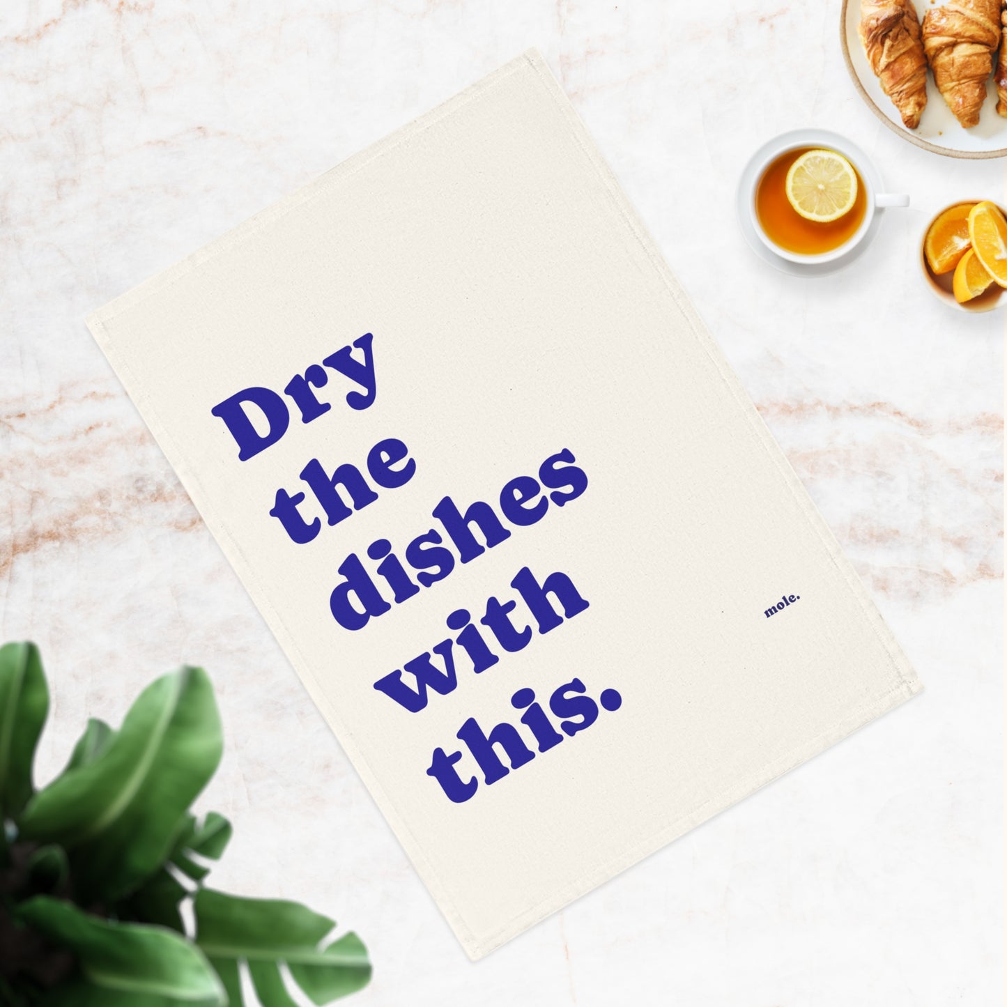 Tea Towel, Eco Cotton, Dry the dishes with This (Blue)