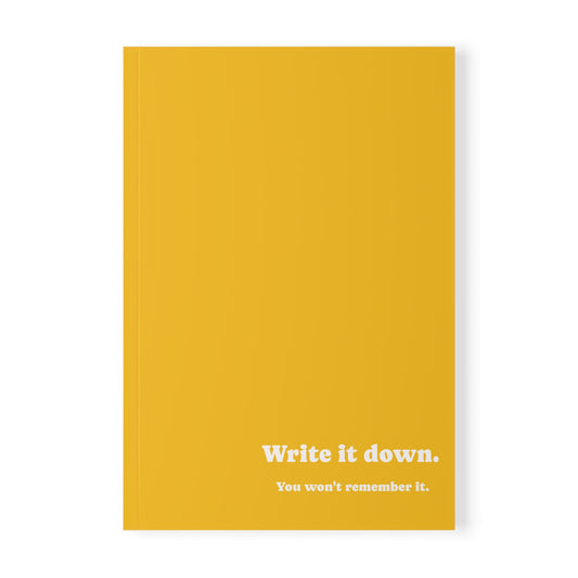 Notebook, Softcover, Write it Down, A5 (Yellow)