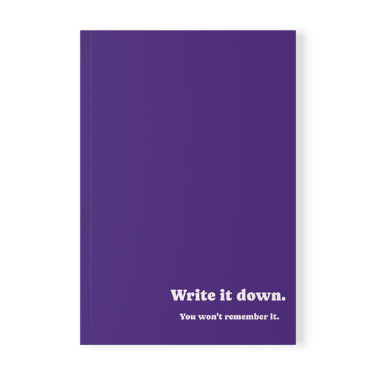 Notebook, Softcover, Write it Down, A5 (Purple)