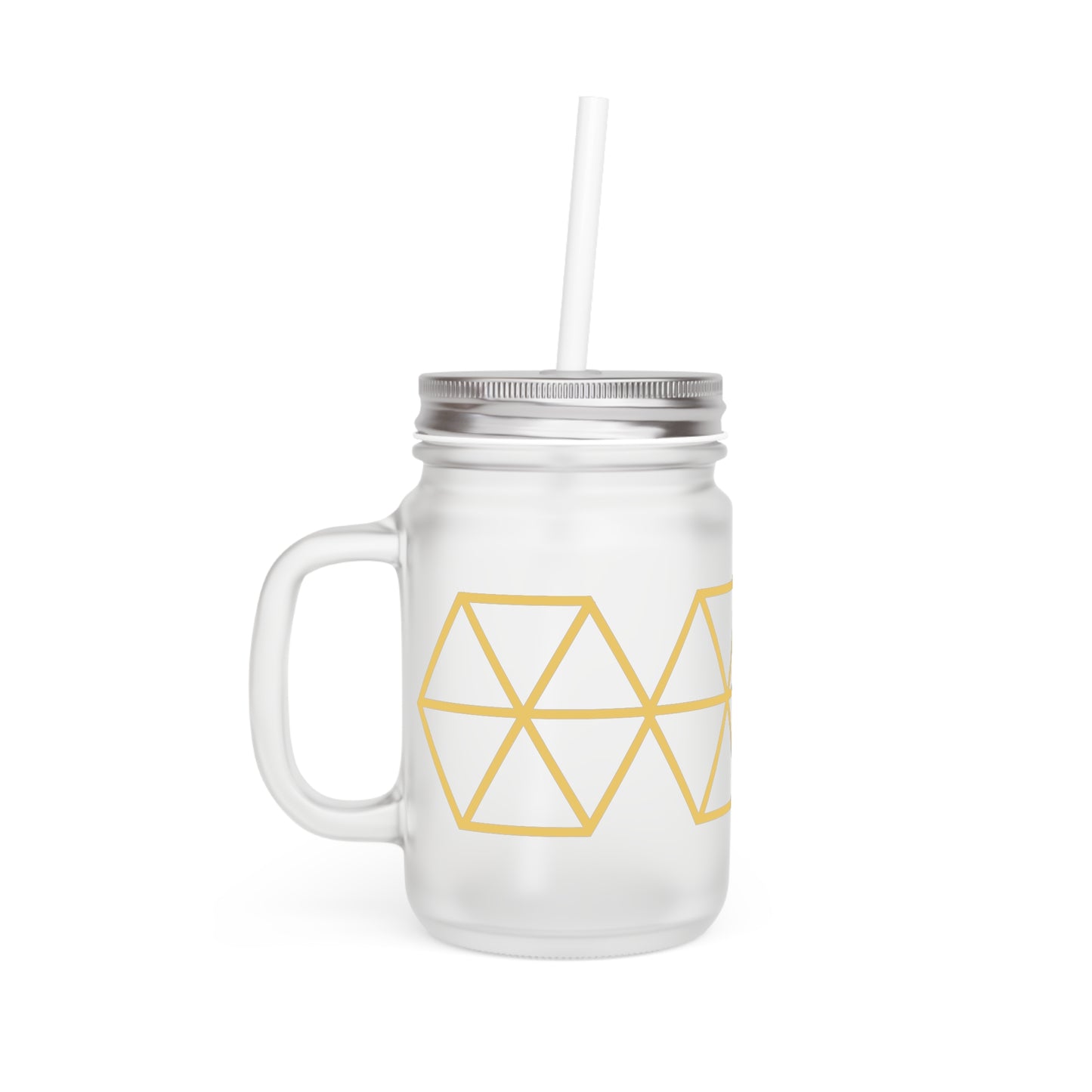 Mason Jar, Graphic Hexagon, Yellow