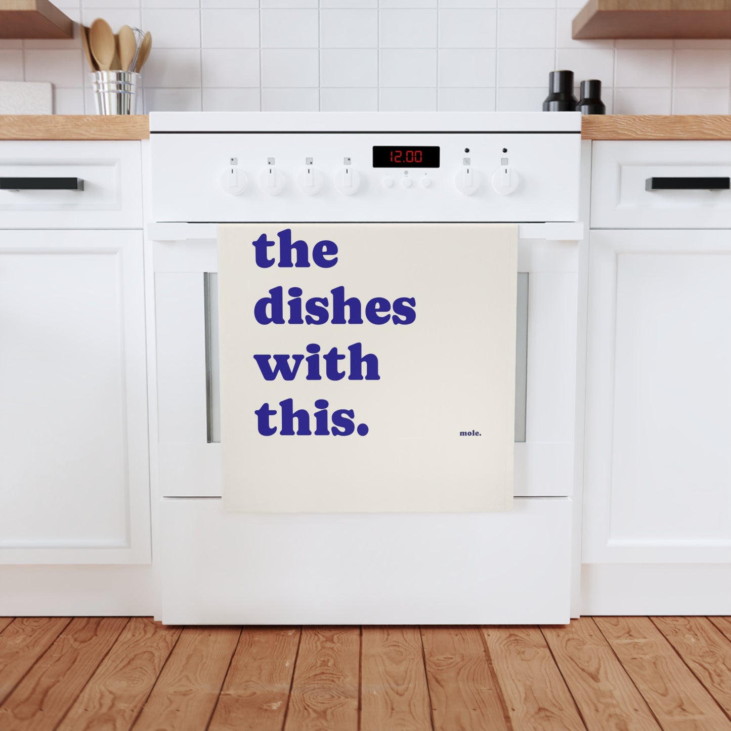 Tea Towel, Eco Cotton, Dry the dishes with This (Blue)