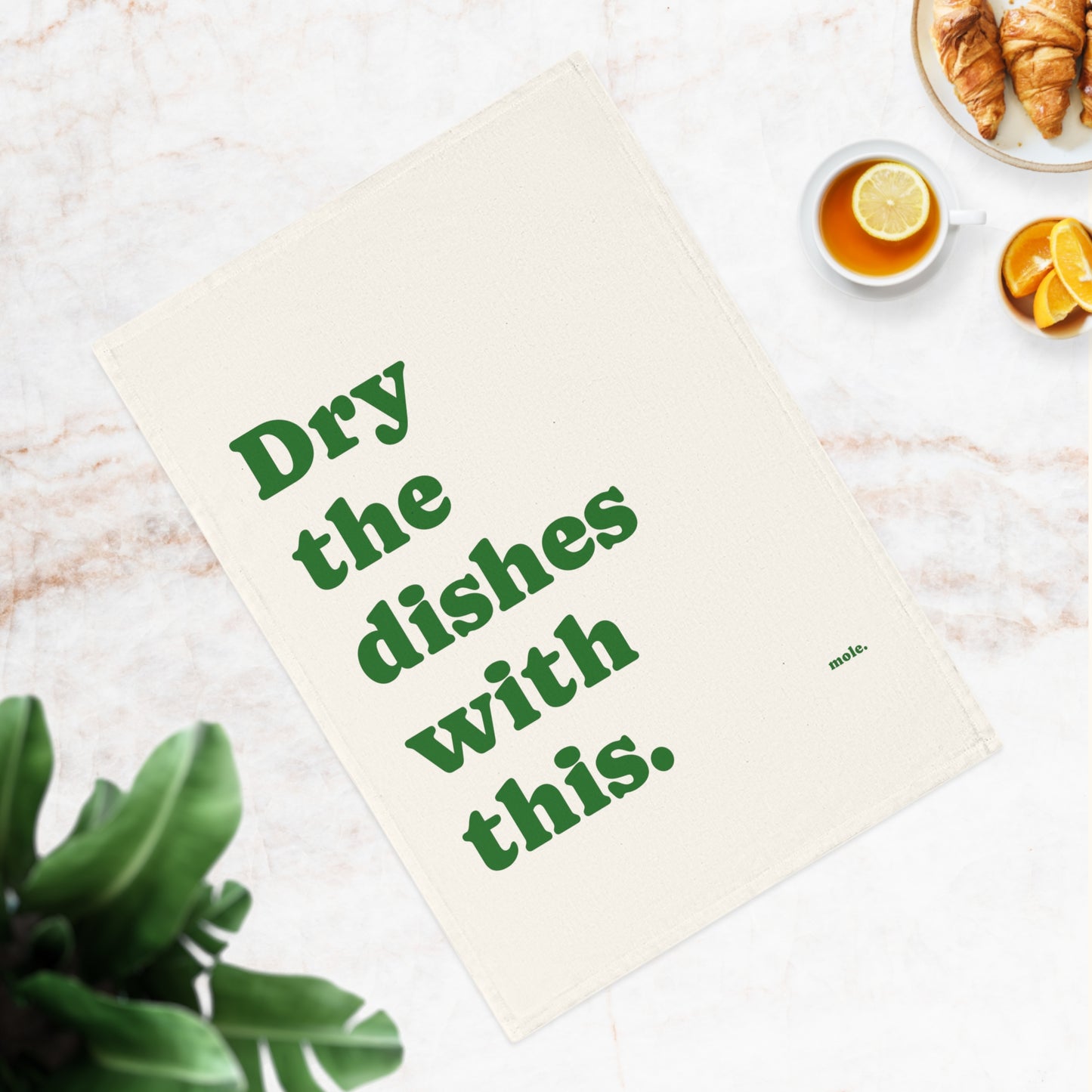 Tea Towel, Eco Cotton, Dry the Dishes With This (Green)