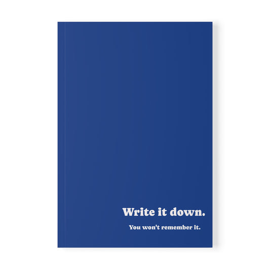 Notebook, Softcover, Write it Down, A5 (Dark Blue)