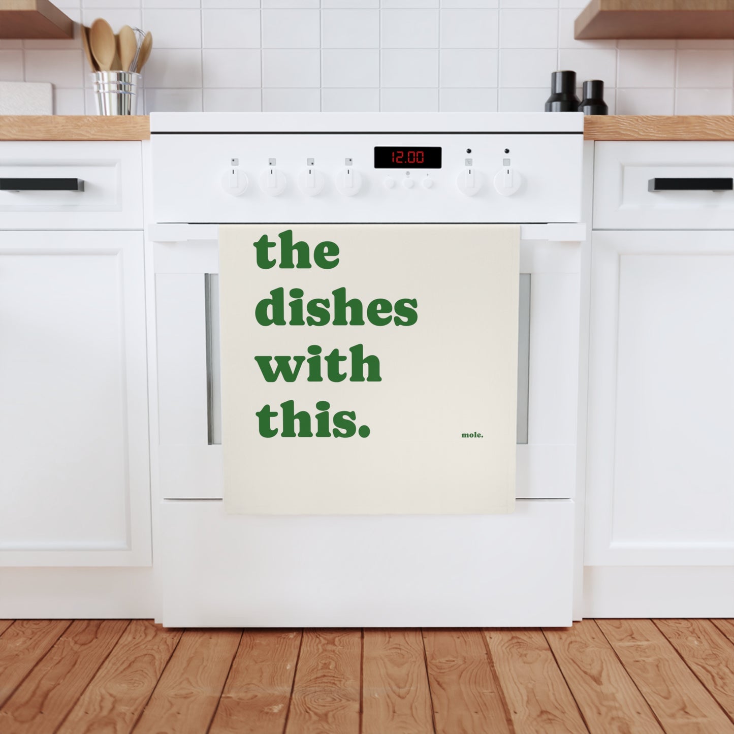 Tea Towel, Eco Cotton, Dry the Dishes With This (Green)